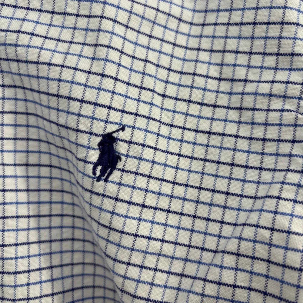 Ralph Lauren Button Down Kids Size 10 Blue White Tattersall Check‎ Shirt